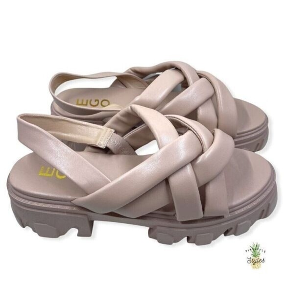 EGO Annalyn Pink Nude Chunky Faux Leather Sandals - Picture 2 of 10